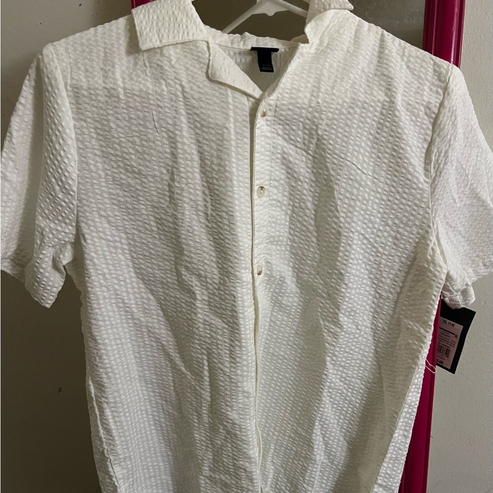 Target Men's Cream Textured Button Down Shirt
